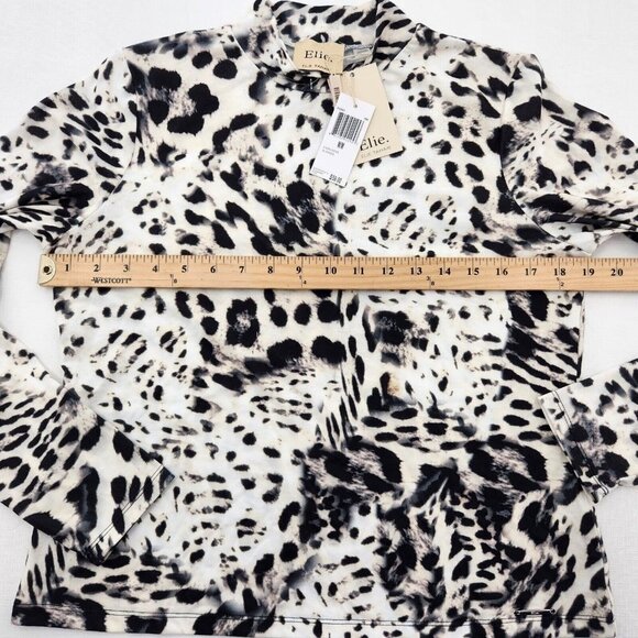 Elie Tahari Womens Size Medium Leopard Print Long Sleeve Mock Neck Shirt Top - Picture 5 of 7
